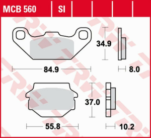 TRW szinterezett hátsó fékbetétek az OFFROAD KAWASAKI KFX 250 '87–'04 modellekhez / KEF 300 LAKOTA '95–'03 / SUZUKI LT-R 250 '87–'90 / LT-R 500 '87–'95 / YAMAHA TDR 125 '91–'92, nordicamoto.ro