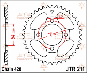 JT SPROCKETS hátsó lánckerék, természetes színű 