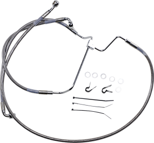 Extended Length Stainless Steel Brake Line Kit Silver, Clear-coated
