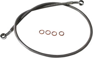 Brake Line For Stock Length Ape Hanger Stainless Braided Steel Natural Braided, Chrome, Silver