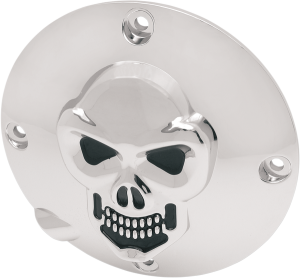 Chrome 3-d Skull Derby Cover Black, Chrome, 1, nordicamoto.ro