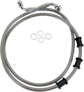 Extended Length Stainless Steel Brake Line Kit Silver, Clear-coated