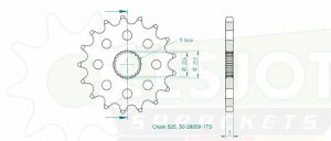 Sport Sprocket Front 525 Natural, 2, nordicamoto.ro
