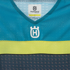 Husqvarna Railed Pro póló – kék/sárga/türkiz, L-es méret, 2, nordicamoto.ro