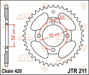 JT SPROCKETS hátsó lánckerék, természetes színű, 2, nordicamoto.ro
