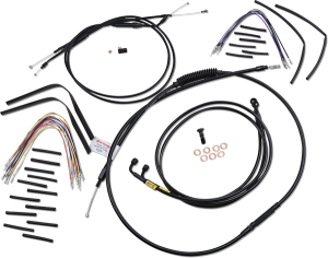 Complete Black Vinyl Handlebar Cable/line Kit For Ape Hanger Handlebars Black