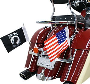 Laydown License Plate And Double Flag Holder Chrome, 1, nordicamoto.ro
