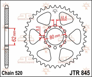 JT SPROCKETS Fekete hátsó lánckerék, 2, nordicamoto.ro