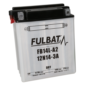 Fulbat FB14L-A2 / 12N14-3A motorkerékpár-akkumulátor, száraz, 12 V, 14,7 Ah, 175 A – elektrolittal együtt, 1, nordicamoto.ro