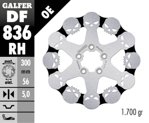 Skull Brake Rotor Black, Silver