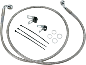 Extended Length Stainless Steel Brake Line Kit Silver, Clear-coated