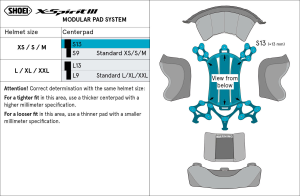 SHOEI XSPR3 Type-I S13 sisak bélés (középső rész), 2, nordicamoto.ro
