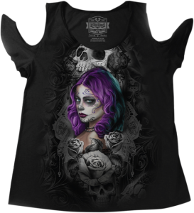 Womens Dod Skull N Guns Burnout T-shirt Black 2x-large Black, 1, nordicamoto.ro