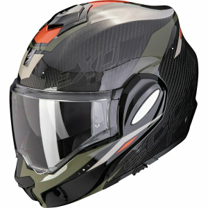 Casca modulara flip-back SCORPION EXO-TECH EVO CARBON ROVER M Negru/Verde, 1, nordicamoto.ro