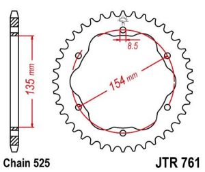 JT SPROCKETS hátsó lánckerék, természetes színű, 2, nordicamoto.ro