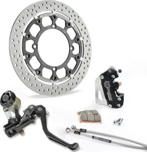 Supermoto versenykészlet: fekete–ezüst–rozsdamentes acél