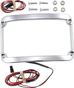 Wfb Benchmark Stretched Rear Fender Lighted License Plate Frame Chrome
