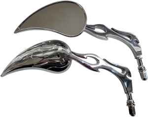 Flame Billet Mirrors Chrome, Polished, 1, nordicamoto.ro