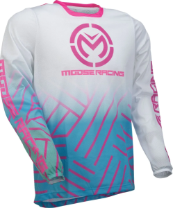 Tricou MOOSE RACING Sahara White/Blue/Pink