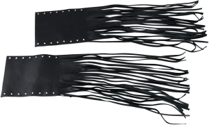 Fringed Leather Grip Covers Black, 1, nordicamoto.ro