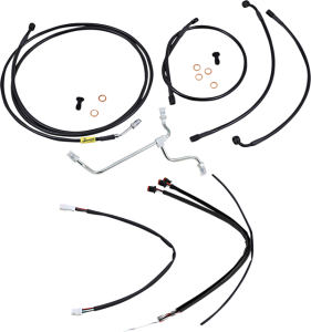 Complete Black Vinyl Handlebar Cable/line Kit For Ape Hanger Handlebars Black