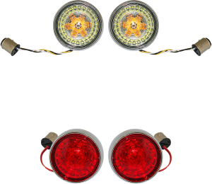 Complete Front & Rear Turn Signal Conversion Kit With Bullet Bezel Lenses Chrome, 1, nordicamoto.ro