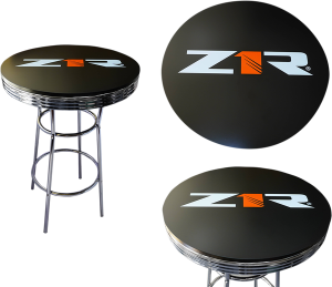 Round Pub Table Black, Red, White, Chrome Plated, 1, nordicamoto.ro
