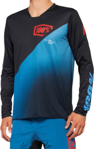 MTB pólók, MTB póló, 100% R-Core, fekete/kék, nordicamoto.ro