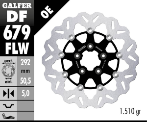 Brake Rotor Floating Flame Black, Silver, 1, nordicamoto.ro