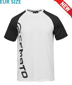 TRICOU QUICK-DRY CU GULER ROTUND – ALB/NEGRU CFMOTO