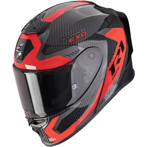 SCORPION EXO-R1 EVO CARBON AIR PROPEL S teljes arcú sport sisak, fekete/piros, 5, nordicamoto.ro