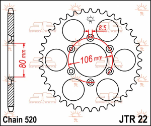 JT SPROCKETS hátsó lánckerék, természetes színű 