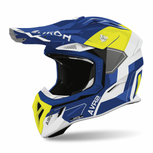 Airoh Aviator Ace 2 akció, Airoh Aviator Ace 2 motokrossz sisak védőpajzsokkal, kék/sárga fényes, nordicamoto.ro