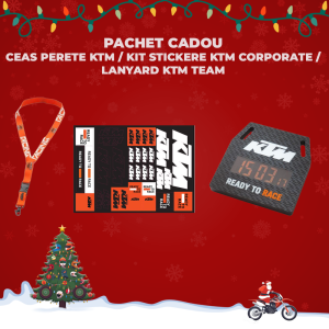 Pachet Cadou Ceas perete KTM / Kit stickere KTM Corporate / Lanyard KTM Team Portocaliu, 1, nordicamoto.ro