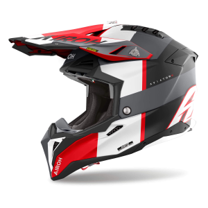 Airoh Aviator 3 Monarch motokrossz-sisak – Fekete/szürke/matt piros
