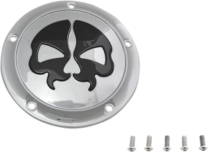 Split Skull Derby Cover Black, Chrome, 1, nordicamoto.ro