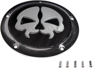 Split Skull Derby Cover Black, Chrome