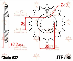 JT SPROCKETS Első lánckerék, természetes színű, 2, nordicamoto.ro