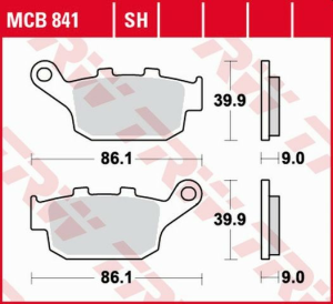 TRW organikus hátsó fékbetétek a HONDA CBF 500 / CB500 X / CBR500 (2013-tól) / CB 650 F / CBR 600 (2014-től) modellekhez / NC 750 '14– / KAWASAKI VERSYS 650 '15– / Z 750 '11–'14 / Z 800 '13–'17 / SUZUKI SFV 650 GLADIUS '09–'16, nordicamoto.ro