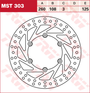 Kerek, rögzített féktárcsa, 250–299 mm