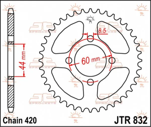 JT SPROCKETS Fekete hátsó lánckerék, 2, nordicamoto.ro
