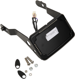 Curved License Plate Frame And Mount With License Plate Light Black