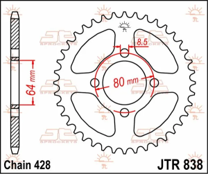 JT SPROCKETS hátsó lánckerék, természetes színű, 2, nordicamoto.ro