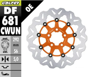 Brake Rotor Floating Wave Orange, Silver, Stainless Steel 