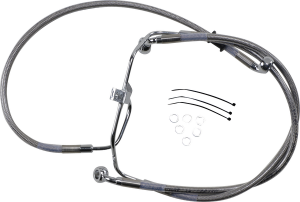 Extended Length Stainless Steel Brake Line Kit Silver, Clear-coated