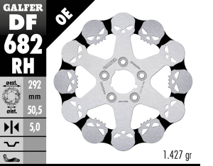 Skull Brake Rotor Black, Silver, 1, nordicamoto.ro