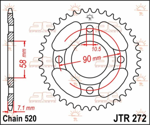JT SPROCKETS hátsó lánckerék, természetes színű, 2, nordicamoto.ro